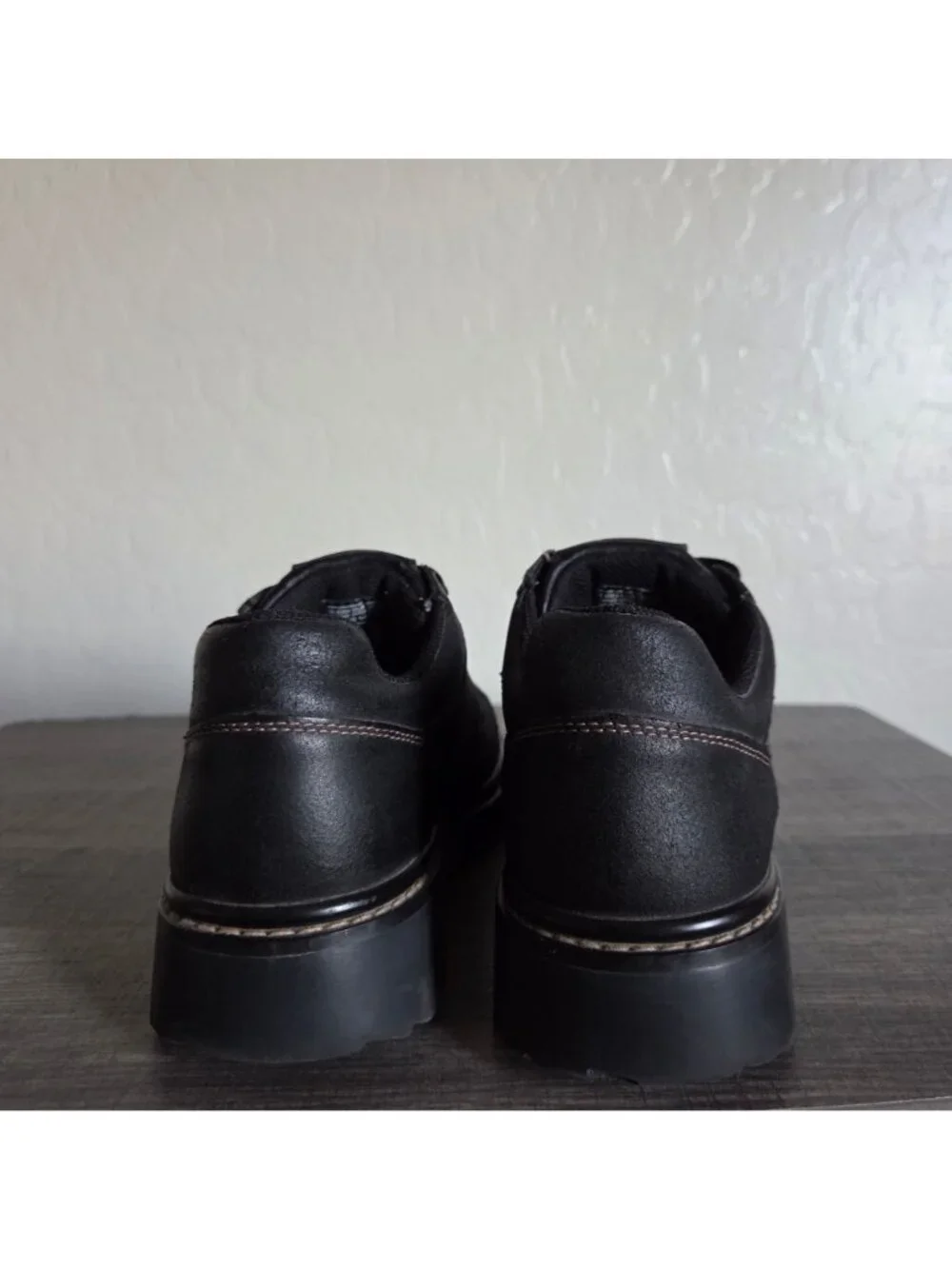 Vintage Skechers Jammers Leather Shoes Black Size 9.5 Chunky Y2K Platform Grunge